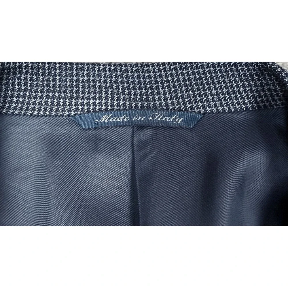 Canali‎ Blazer Mens 42R Blue Micro Check 3-Button 100% Wool Sport Coat Italy